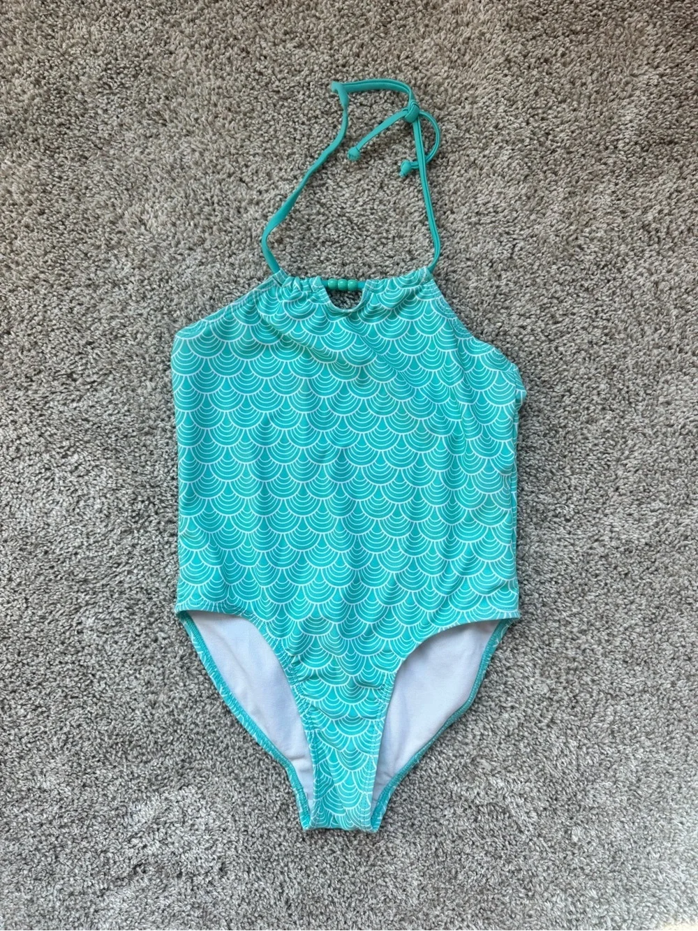 Girls One Piece Swimsuit Size 6X Turquoise Halter Bathing Suit Beach Swimwear